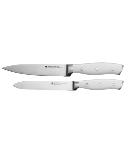 J.a. Henckels Forged Accent 2 Piece Utility Set With Handle In Stainless Steel Blade And White Handle