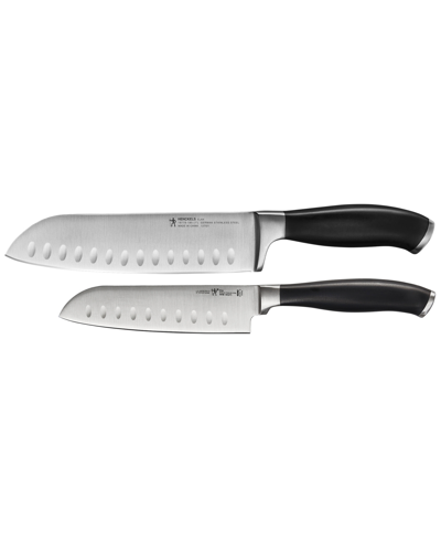J.a. Henckels Elan 2 Piece Asian Knife Set In Stainless Steel Blade And Black Handle