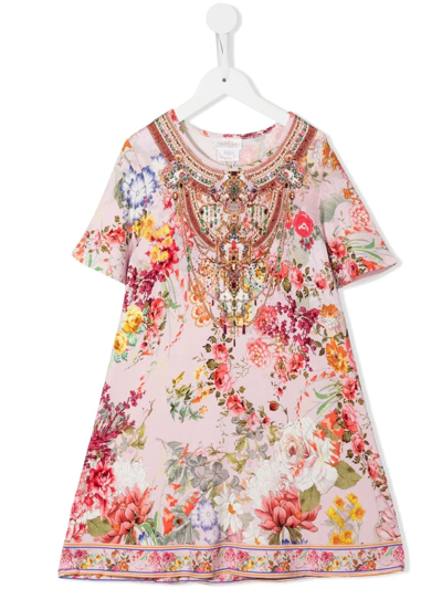 Camilla Kids' Girl's Flower Child T-shirt Dress In Pink