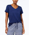 Hue Solid Short Sleeve V-neck Sleep T-shirt In Medieval