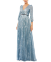 Mac Duggal Sequin Surplice A-line Gown In Slate Blue