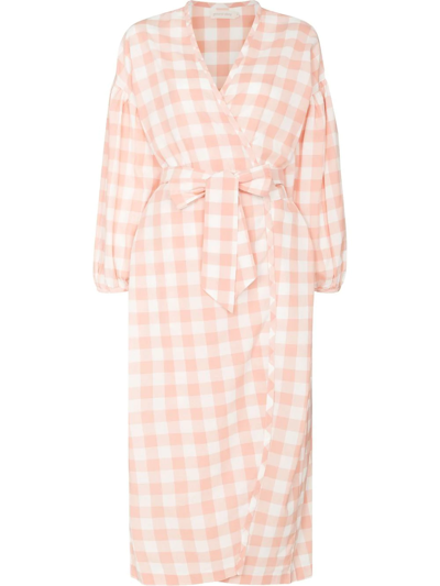 General Sleep Gingham-check Wrapped Nightshirt In Pink