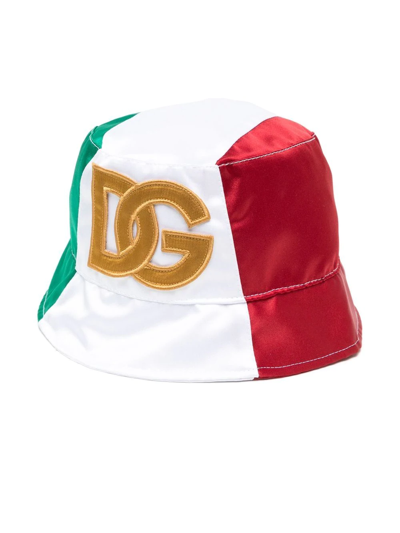 Dolce & Gabbana Kids' Italia Colour-block Bucket Hat In Red