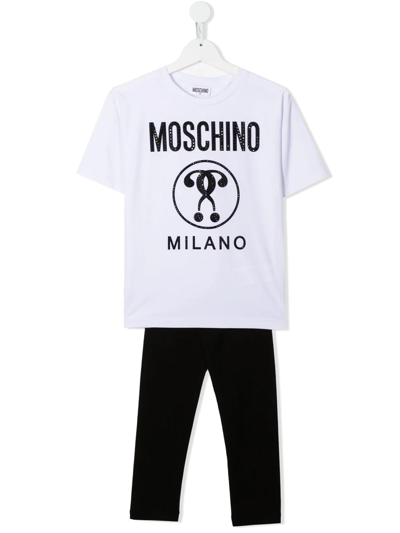 Moschino Kids Logo Stretch-cotton T-shirt And Leggings Set In White