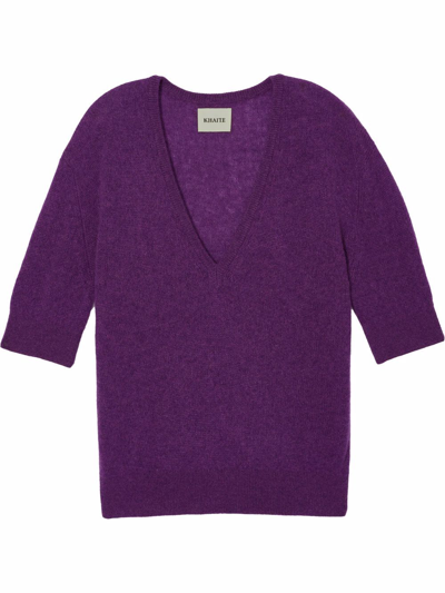 Khaite Sierra V-neck Cashmere Jumper In Purple