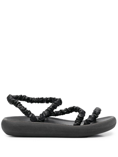 Ancient Greek Sandals Eleftheria Ruched Open-toe Sandals In Black