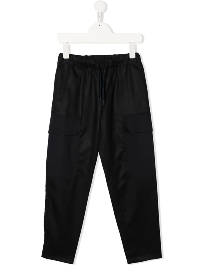 Emporio Armani Kids' Drawstring-waist Trousers In Blue