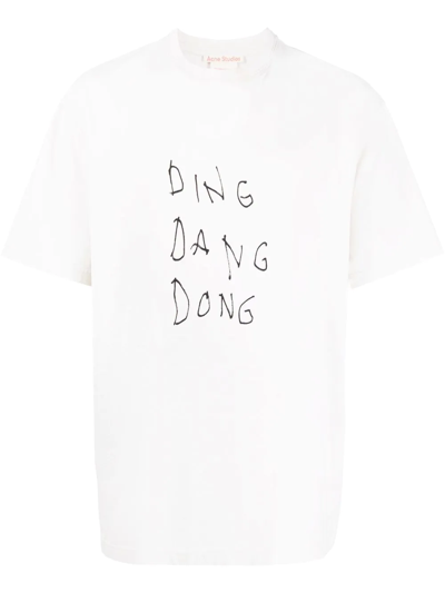 Acne Studios 'ding Dang Dong' Print T-shirt In White
