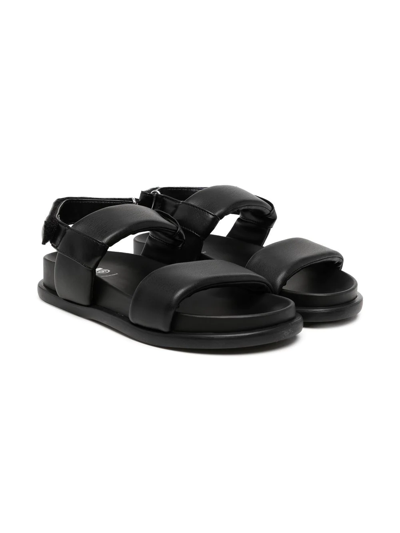 Andrea Montelpare Teen Double-strap Leather Sandals In Black