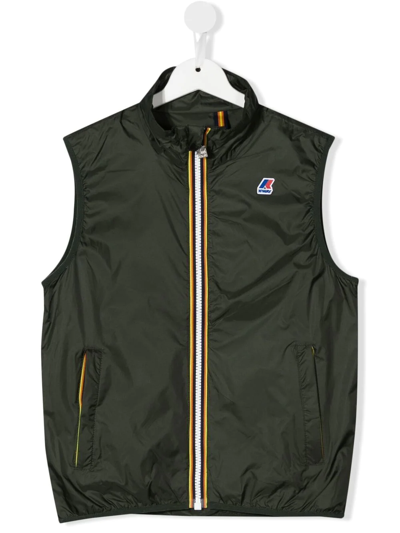 K-way Teen Logo-patch Gilet In Green