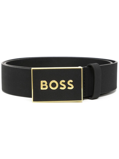 Hugo Boss Metallic-logo Buckle Belt In Black