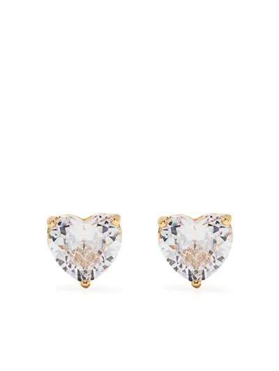 Kate Spade Crystal Heart-stud Earrings In Gold