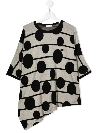 Fith Teen Dot-print Asymmetric T-shirt In Grey