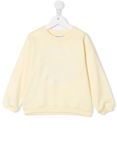Bonpoint Teen Embroidered-logo Cotton Sweatshirt In Yellow