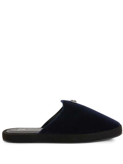 Giuseppe Zanotti Domitille Logo-plaque Slippers In Black