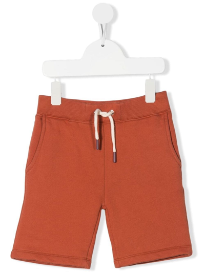 Bonpoint Teen Drawstring Cotton Track Shorts In Brown