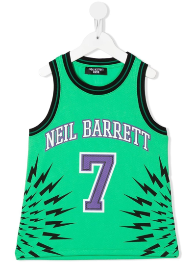 Neil Barrett Kids' Logo-print Tank Top In Green