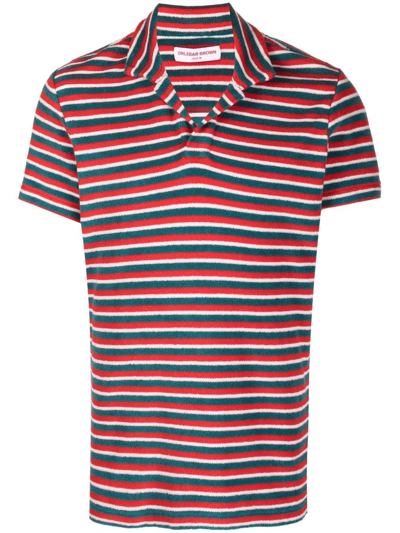 Orlebar Brown Stripe-print Design Polo Shirt In Green