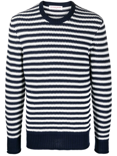 Orlebar Brown Ned Stripe-print Knit Jumper In Blue