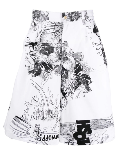 Comme Des Garçons Shirt Christian Marclay Graphic-print Shorts In White