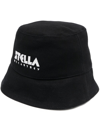 Stella Mccartney Cotton Bucket Hat With Contrasting Print In Black