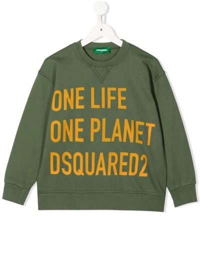 Dsquared2 Kids' One Life One Planet Sweatshirt In Green