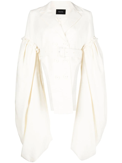 Simone Rocha Belted Double-breasted Blazer In White
