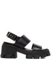 GANNI CLEATED LEATHER SANDALS