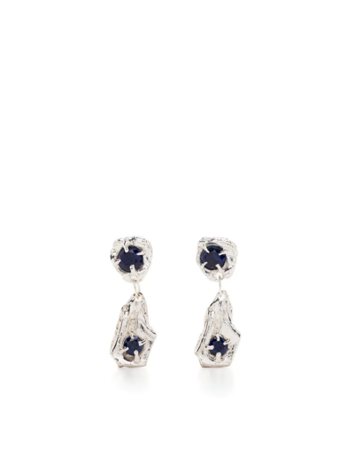 Loveness Lee Dia Sapphire Drop Earrings In Silver