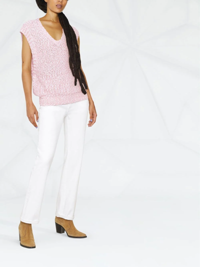 Ferragamo Knitted Cotton Bouclã© Top In Pink