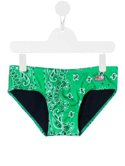 Mc2 Saint Barth Teen Bandana-print Trunks In Green