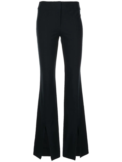 Derek Lam 10 Crosby Maeve Slit Hem Stretch Cotton Flare Trousers In Navy