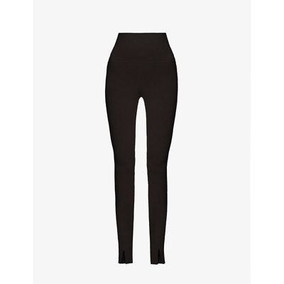 Victoria Beckham High-rise Textured Stretch-woven Leggings In Black