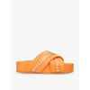 Stella Mccartney Nylon Platform Logo Sandals In Orange