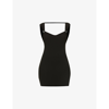 Nensi Dojaka Butterfly Open-back Stretch-woven Mini Dress In Black