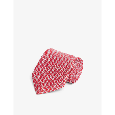 Ferragamo Laccio Geometric-pattern Silk Tie In Red