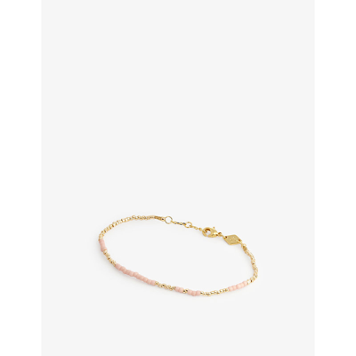 Anni Lu Asym 18ct Yellow Gold-plated Brass And Glass Bead Bracelet In Soft Rose