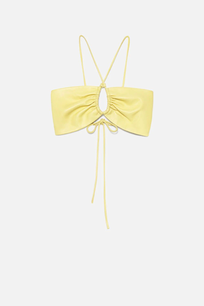 Ami Alexandre Mattiussi Brassiere In Lambskin Leather In Yellow