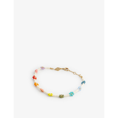 Anni Lu Flower Power 18ct Yellow Gold-plated Brass And Glass Bead Bracelet In Multi