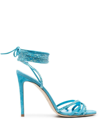Paris Texas Holly Nicole Embellished Suede Sandals In Light Blue