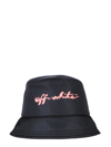 Off-white Pink Logo-print Bucket Hat Black In Black