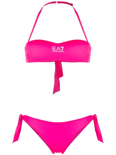 Ea7 Logo-print Bikini Set In Pink