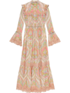 Gucci Paisley Patterned Cotton Shirt Dress With Lace Inserts In Pink