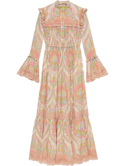 GUCCI FLORAL-PRINT RUFFLE DRESS