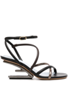 Fendi First 85mm Strappy Sandals In Black