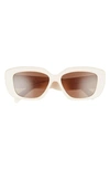 Celine Triomphe 55mm Rectangular Sunglasses In Ivory / Brown