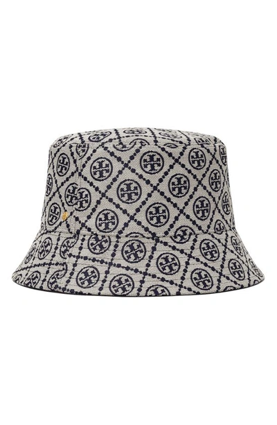 Tory Burch Short-brim T Monogram Bucket Hat In Tory Navy