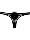 Gilda & Pearl Diana Silk And Marabou Feather Pom Pom Thong In Black