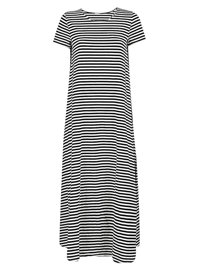 Apuntob Oversized Striped Long Dress In Black