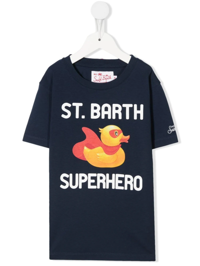 Mc2 Saint Barth Superhero Graphic T-shirt In Blau
